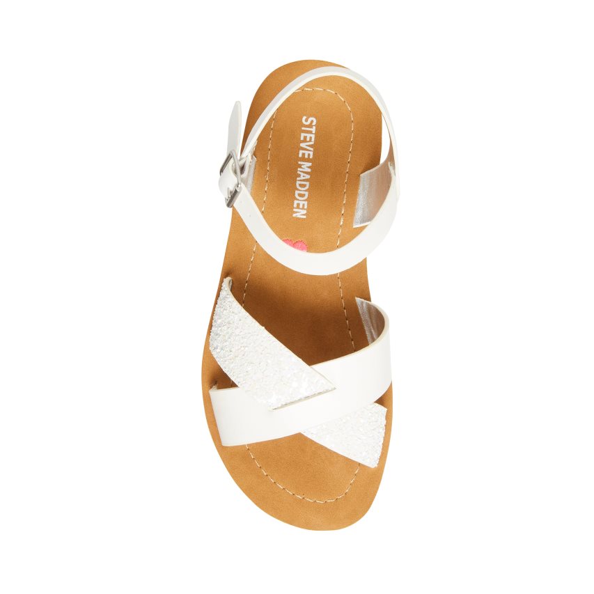 White Steve Madden Jleague Kids' Flat Sandals | PH 8697IPL